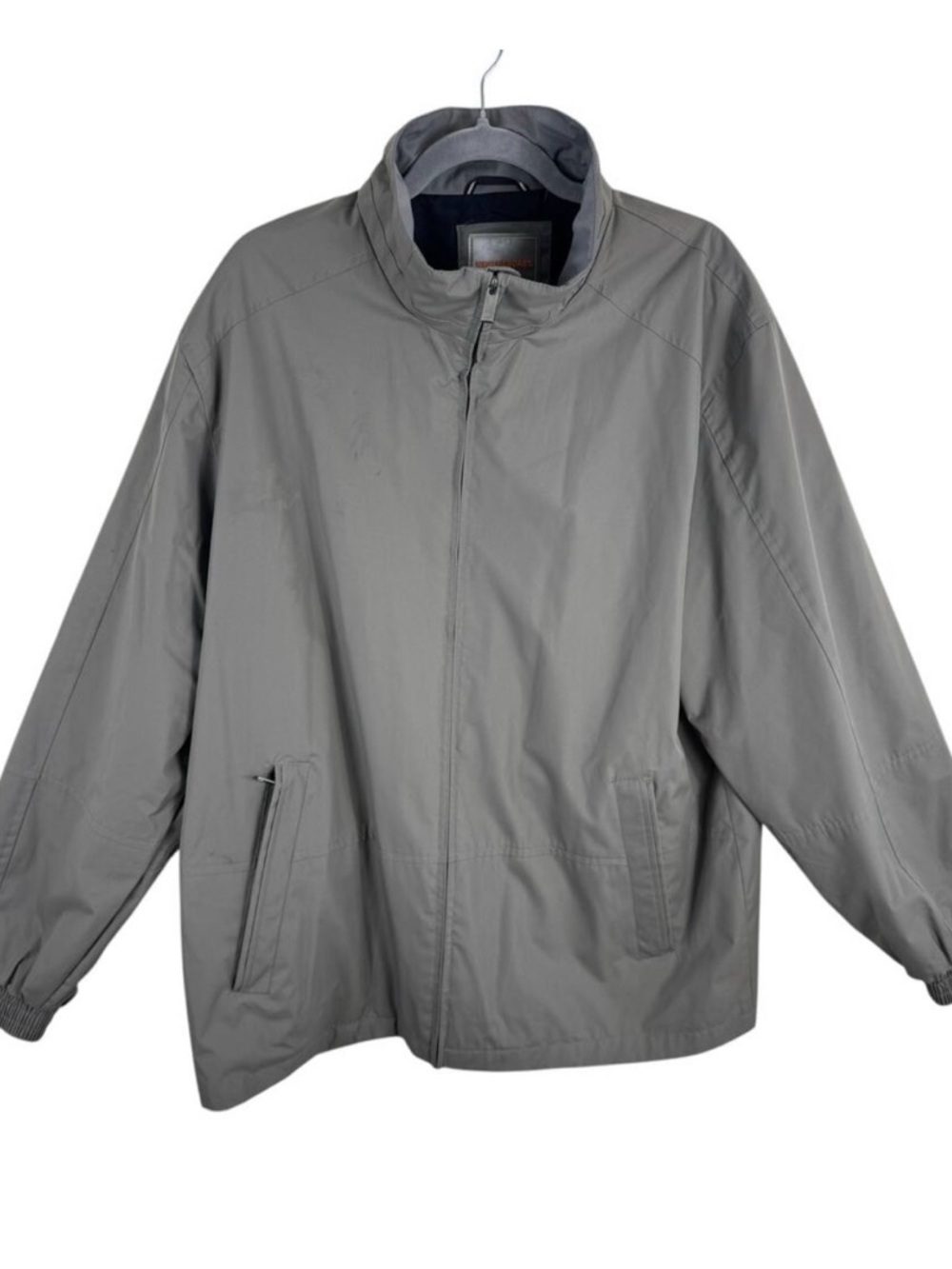 Weathercast Dark Tan Lined Mock Neck Full Zip Jacket Zippered Pockets Mens Large